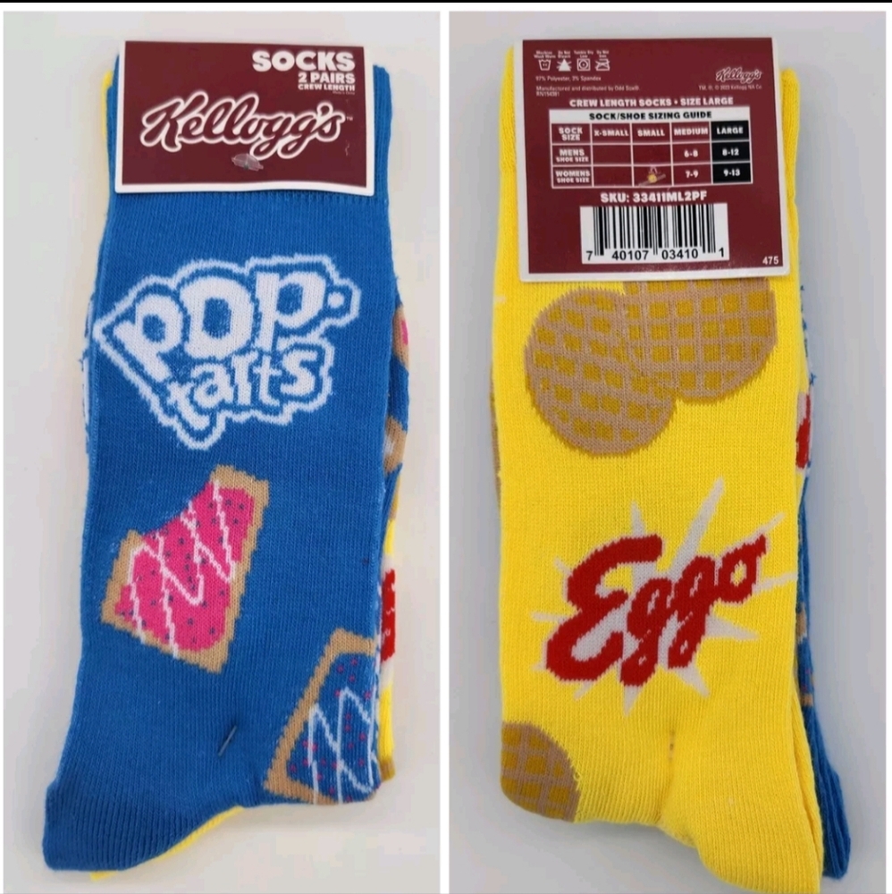 2 Pair Pop Tarts & Eggo Waffles Socks